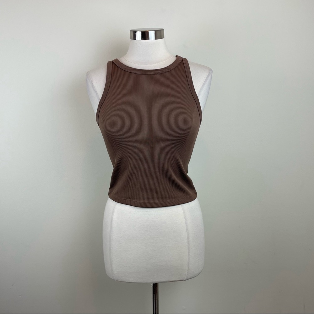 H&M Divided Solid Brown Crop Top Women Medium Stretch